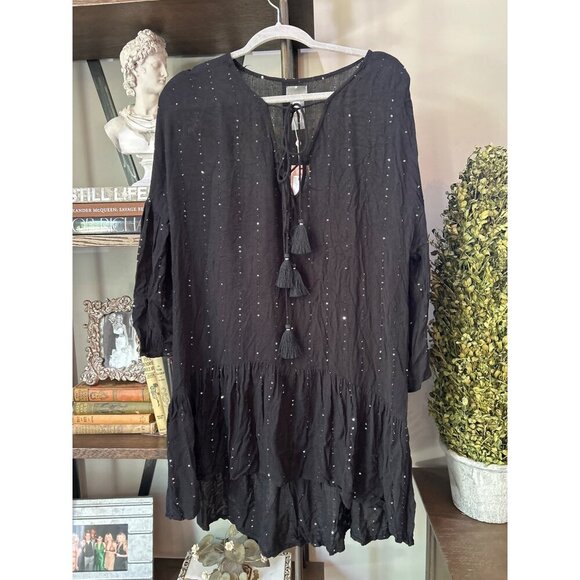 PQ Swim Angelica Sequined Tunic Cover Up Midnight Black Womens Size XS/S - Picture 6 of 10